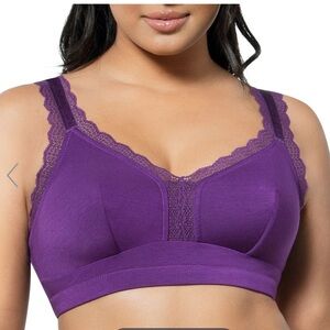 PARFAIT DALIS WOMEN'S FULL BUSTED AND CURVY WIRE FREE BRALETTE in AMETHYST NWT